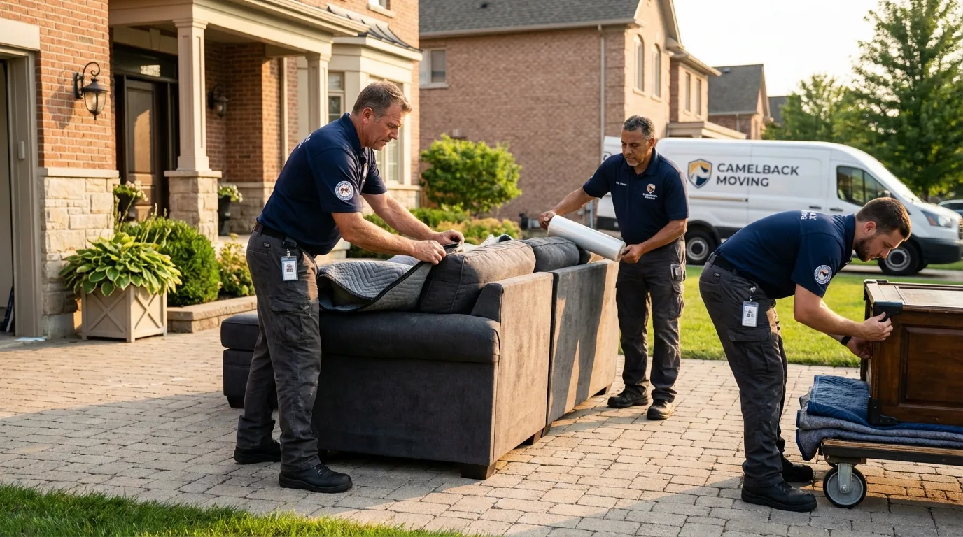 Large estate moving crew wrapping furniture in Lacombe, LA