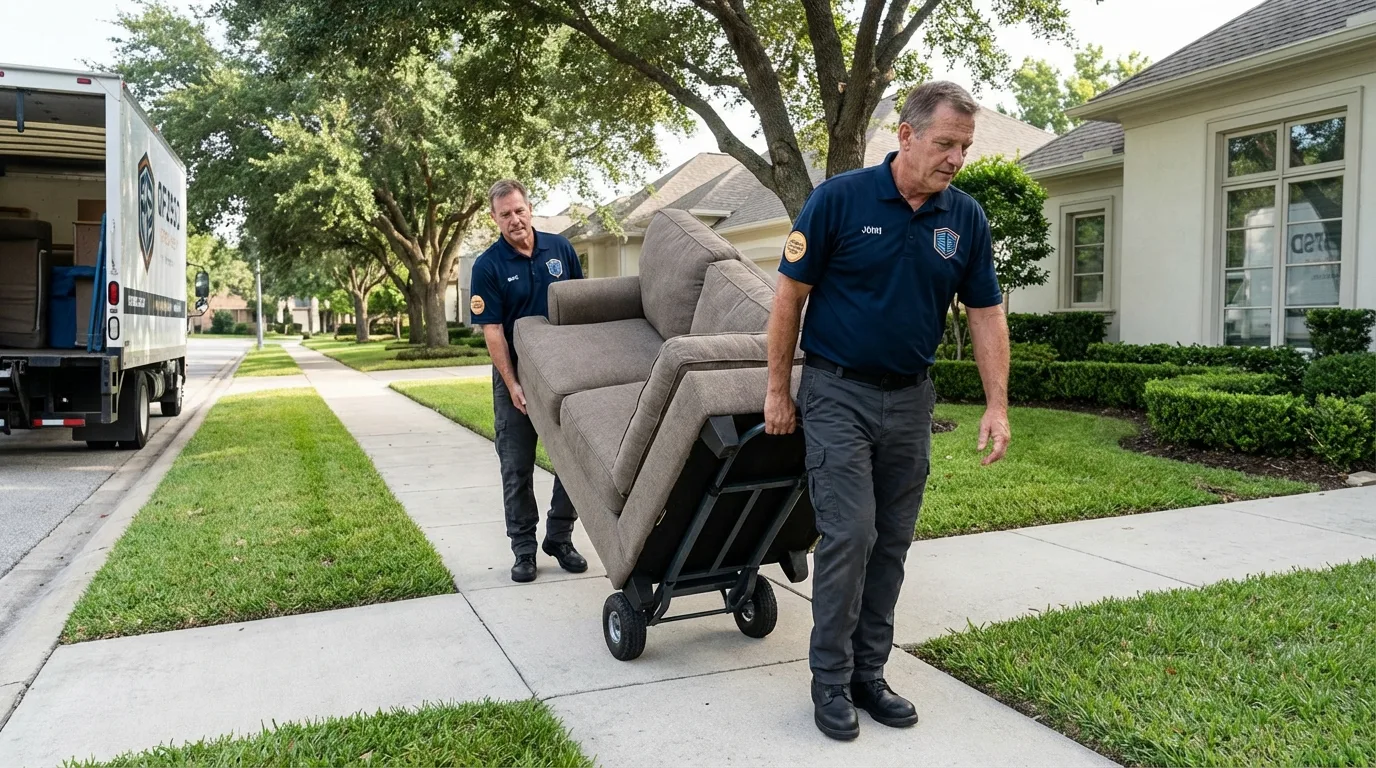 Local residential moving crew loading furniture in Lacombe, LA